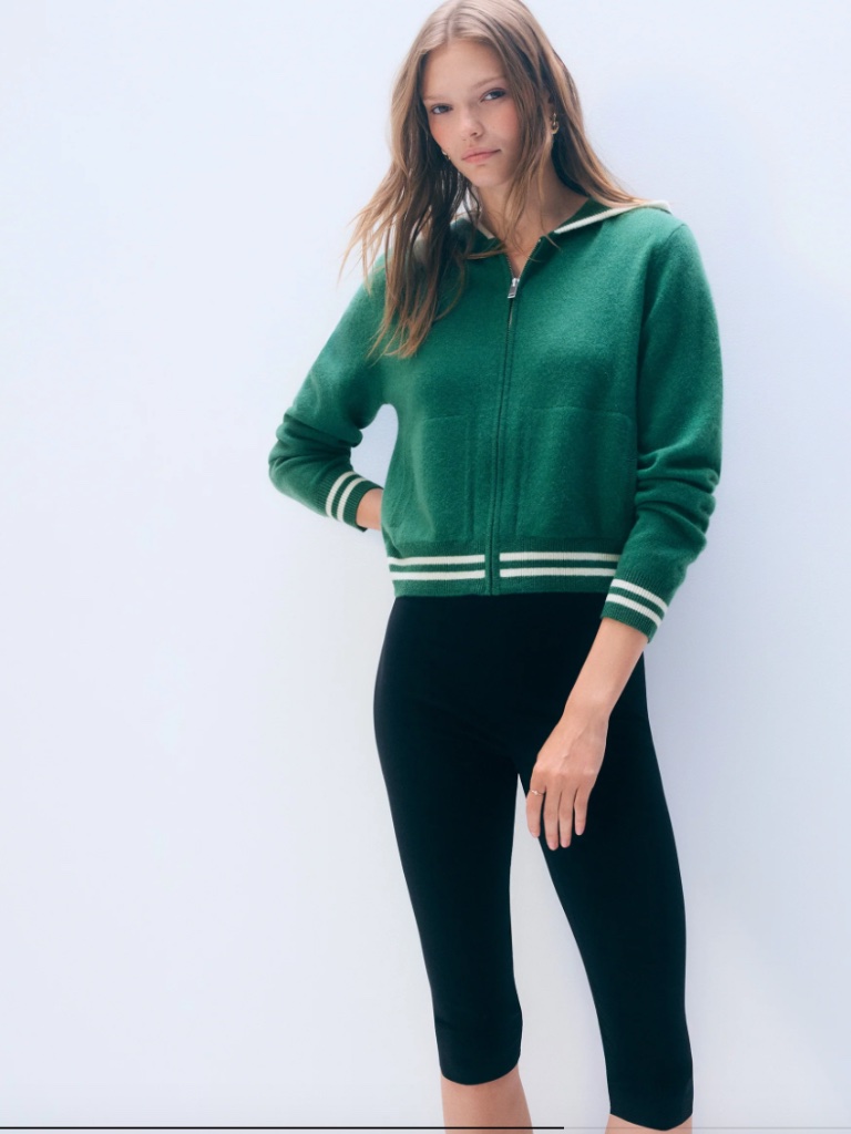 White & Warren Cashmere Varsity Hoodie